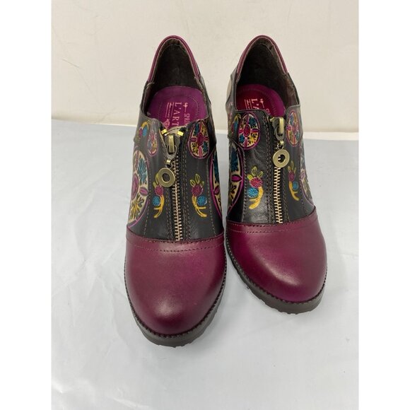 L’Artiste Raina Spring Step Ankle Bootie Boot Zip Floral Women’s Size 39 Purple - Picture 5 of 8